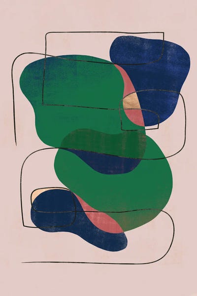 Abstract Agate Green Geometric I by Helo Moraes framed canvas print