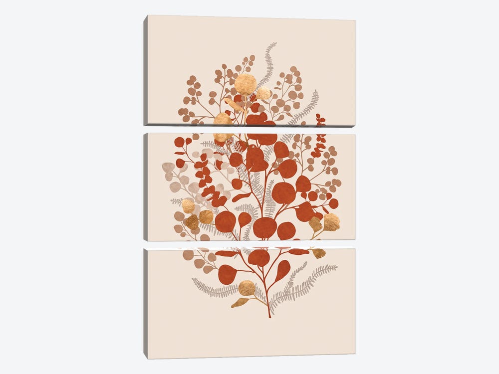 Abstract Beige Flower I by Helo Moraes 3-piece Canvas Print