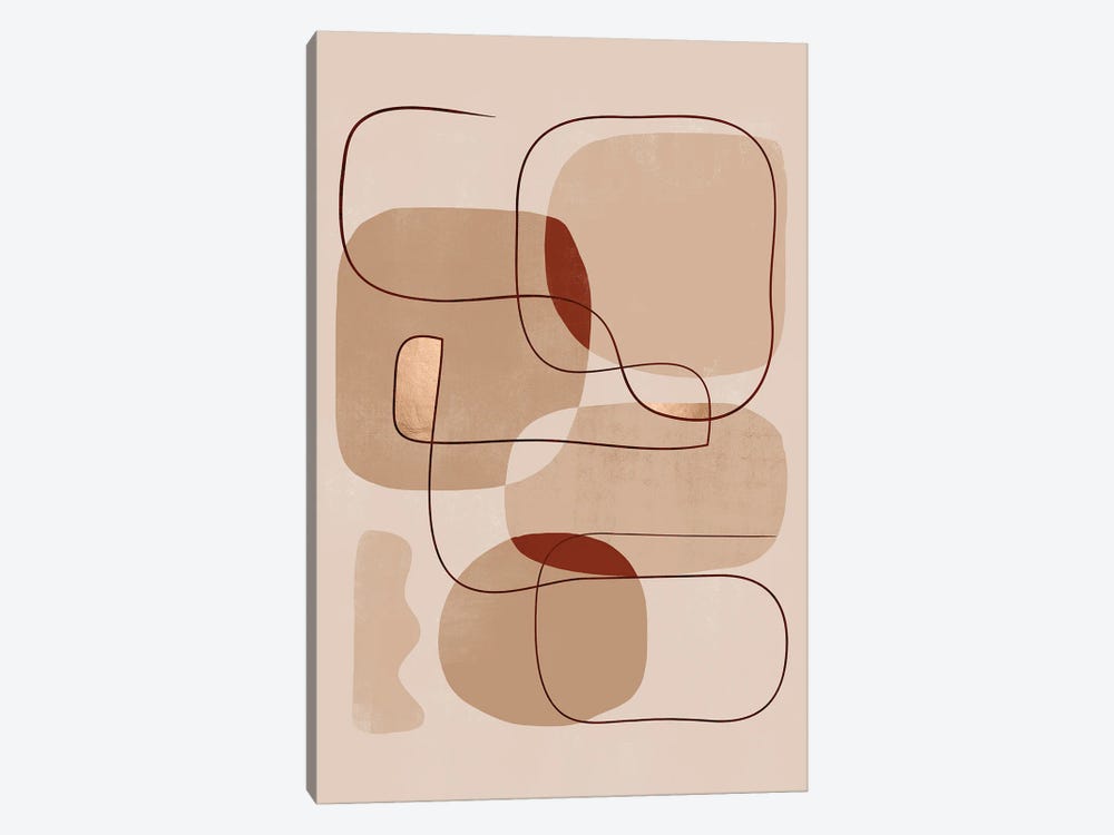 Abstract Beige Geometric I by Helo Moraes 1-piece Canvas Wall Art