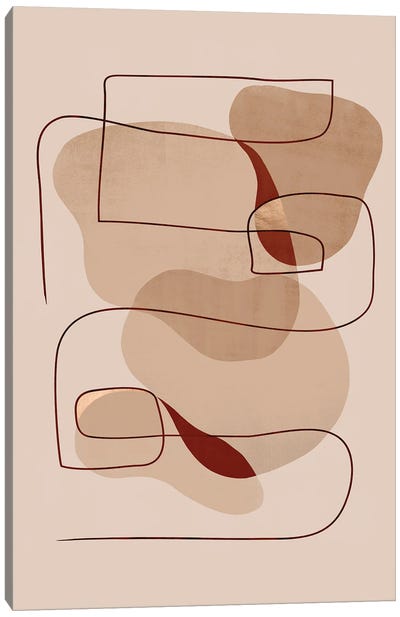 Abstract Beige Geometric II Canvas Art Print - Helo Moraes