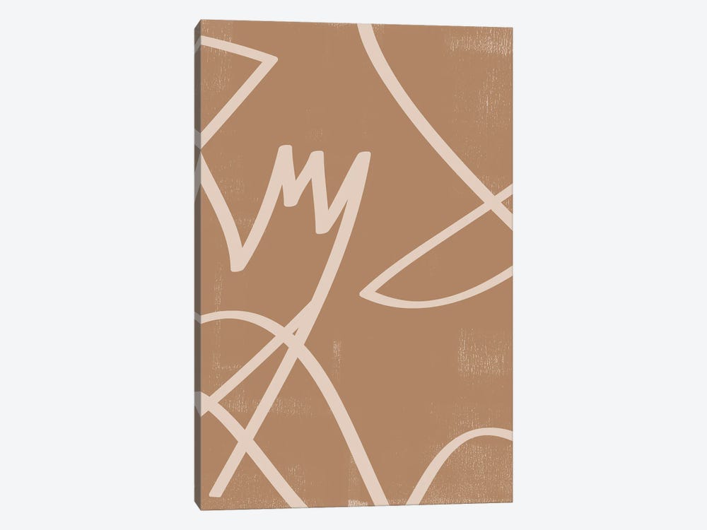 Abstract Beige Line II by Helo Moraes 1-piece Canvas Wall Art