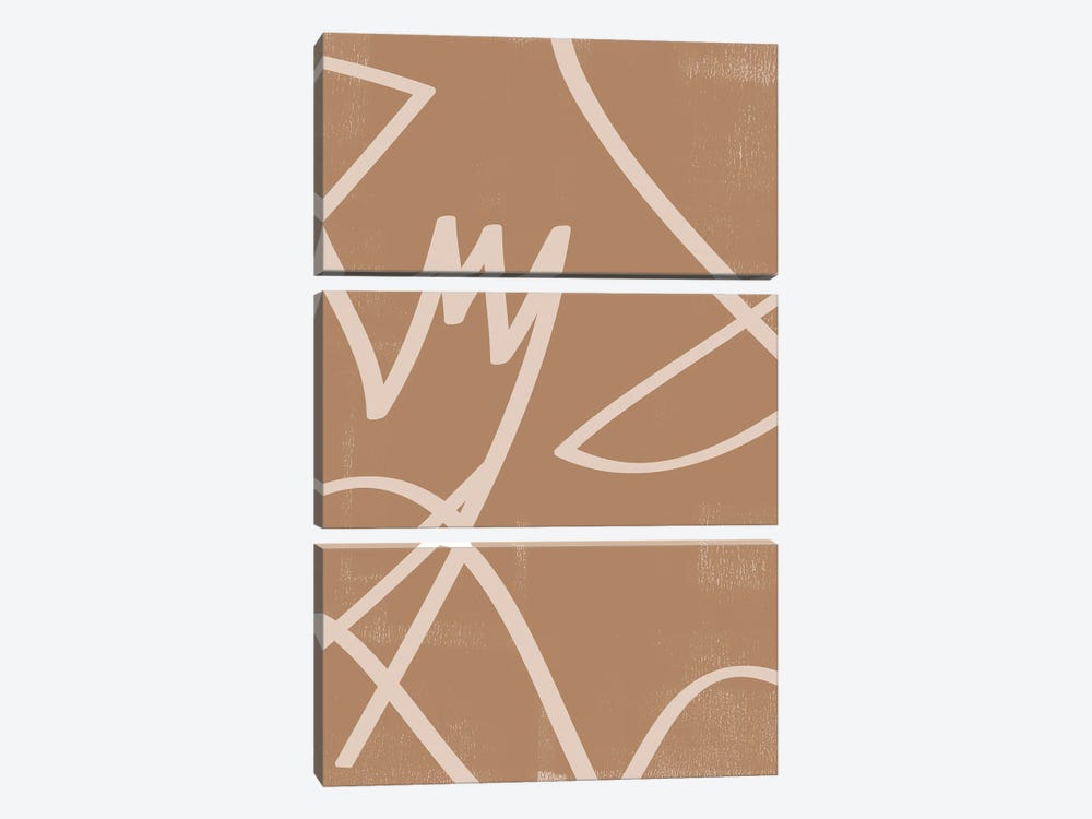 Abstract Beige Line II by Helo Moraes 3-piece Canvas Art