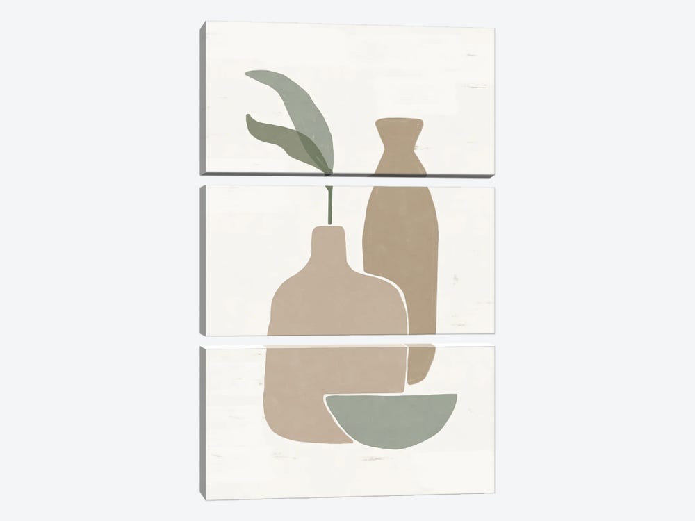 Abstract Ceramics Vase I by Helo Moraes 3-piece Canvas Print