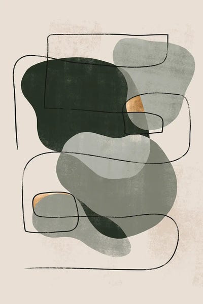 Abstract Graphic Design & Digital: Abstract Green Geometric I by Helo Moraes