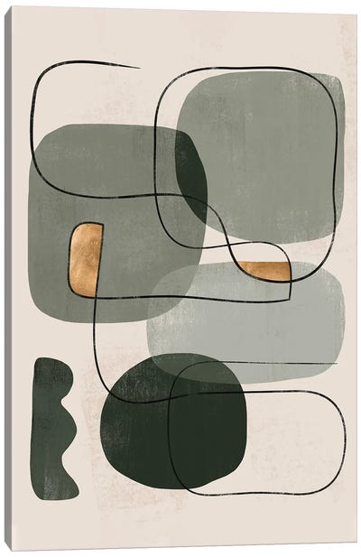 Abstract Green Geometric II Canvas Art Print - Helo Moraes
