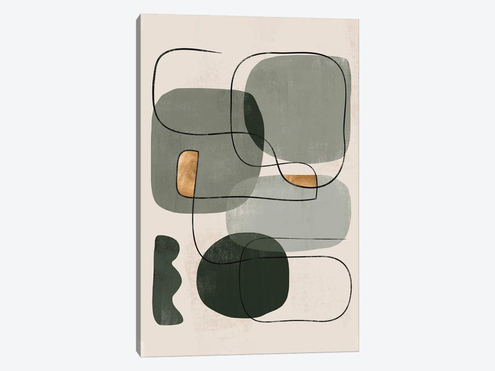 Abstract Green Geometric II by Helo Moraes 1-piece Canvas Art Print