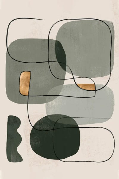 Large Modern Art - Canvas Prints: Abstract Green Geometric II by Helo Moraes