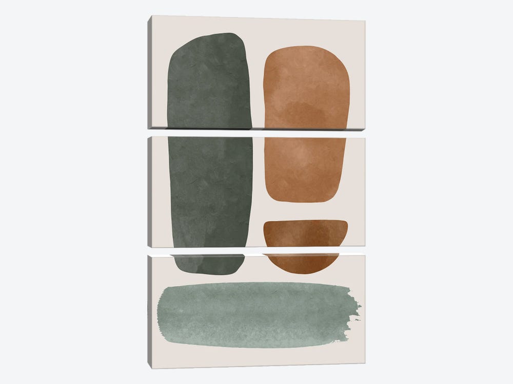 Abstract Green Shape I by Helo Moraes 3-piece Canvas Print