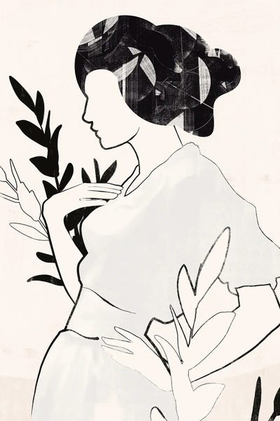 Abstract Line Girl I by Helo Moraes framed canvas print