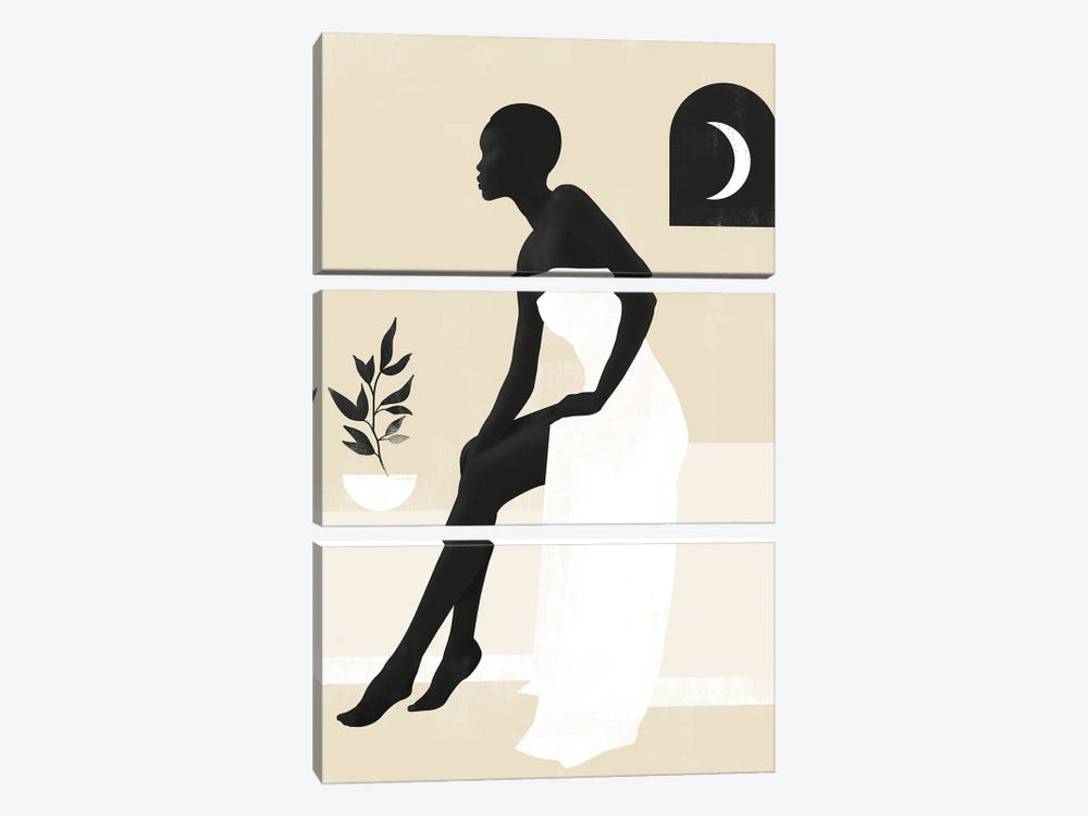 Abstract Minimalism Girl I by Helo Moraes 3-piece Canvas Art Print