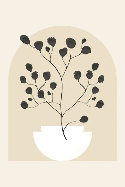 Black & Beige: Abstract Minimalism Leaf IV by Helo Moraes