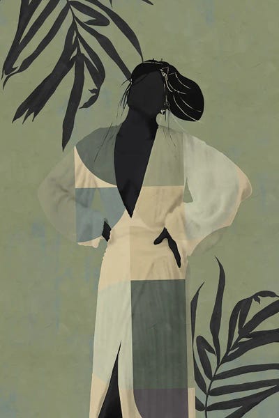 Minimalist Bohemian Decor: Abstract Moss Girl I by Helo Moraes