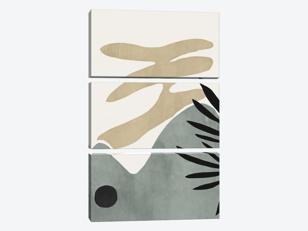 Abstract Moss Shape I by Helo Moraes 3-piece Canvas Print