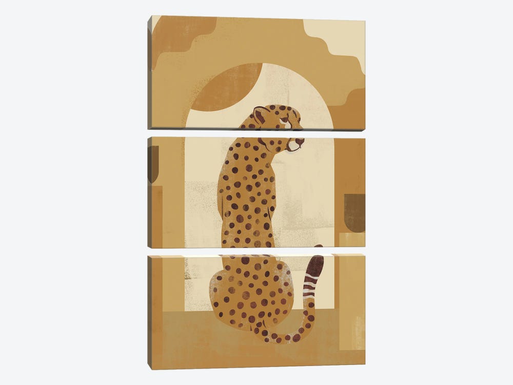 Abstract Mustard Cheetah I by Helo Moraes 3-piece Canvas Artwork