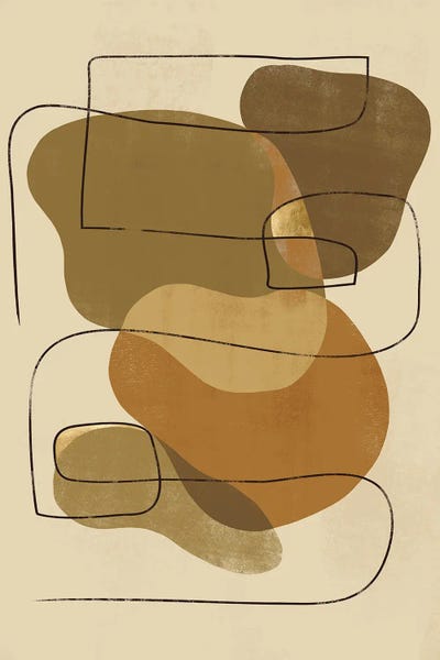 Abstract Mustard Geometric II by Helo Moraes framed canvas print