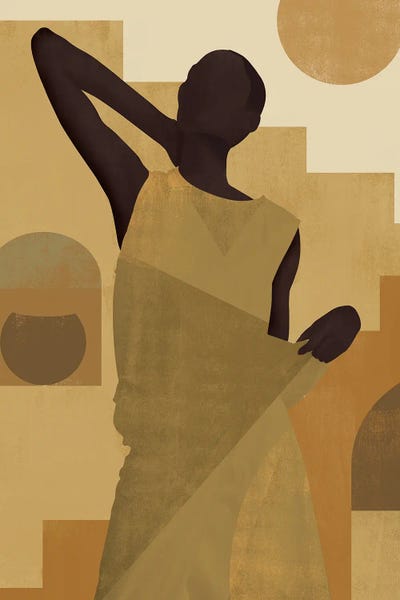 Minimalist Bohemian Decor: Abstract Mustard Girl I by Helo Moraes