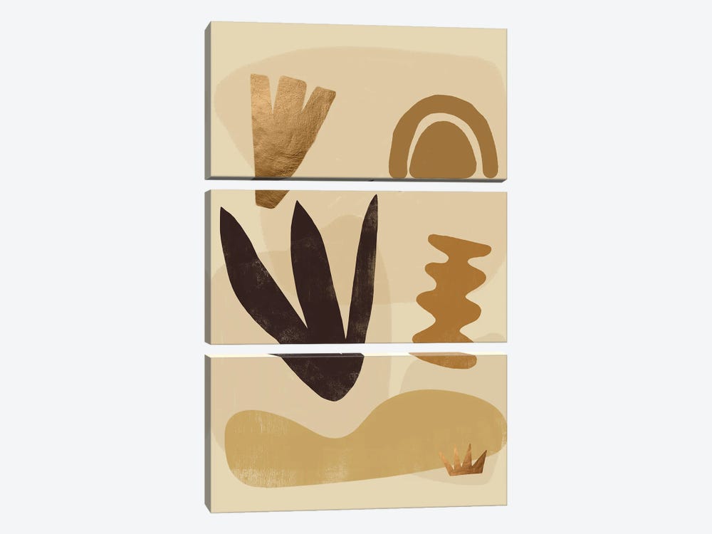 Abstract Mustard Shape I by Helo Moraes 3-piece Canvas Artwork