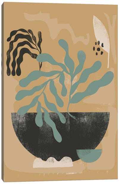 Abstract Oasis Leaf I Canvas Art Print - Japandi