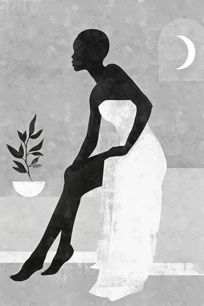 Black & White Florals: Woman White And Black by Helo Moraes