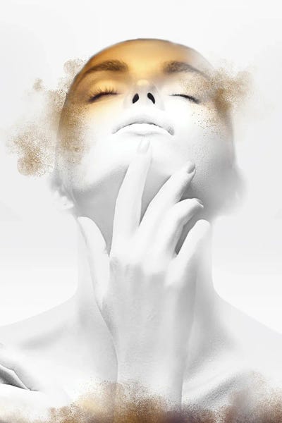 Woman White And Gold by Helo Moraes framed canvas print