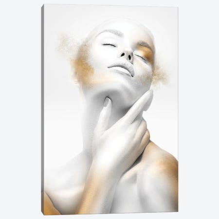 Woman White And Gold II Canvas Print #HMS532} by Helo Moraes Canvas Wall Art
