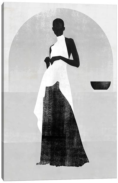 Woman White And Black II Canvas Art Print - Black & White Patterns