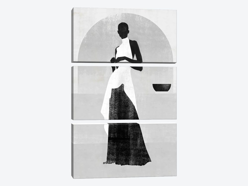Woman White And Black II by Helo Moraes 3-piece Canvas Artwork