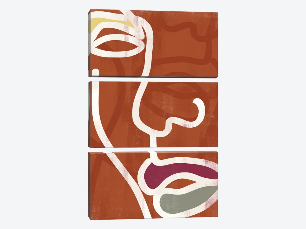 Abstract Colors Face II by Helo Moraes 3-piece Canvas Artwork