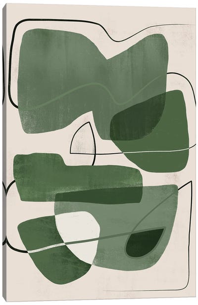 Abstract Greens Geometric II Canvas Art Print - Helo Moraes