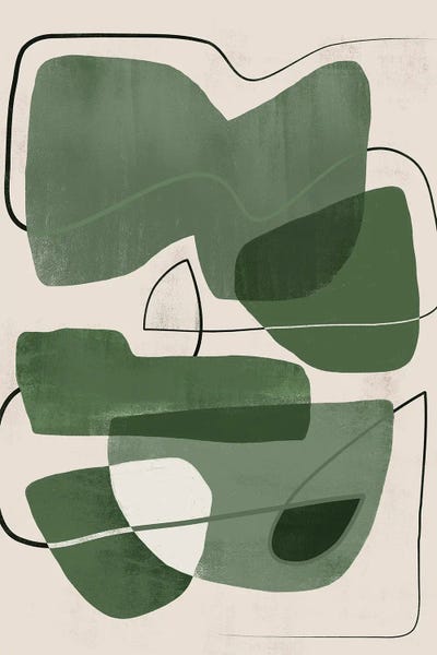 Minimalism: Abstract Greens Geometric II by Helo Moraes