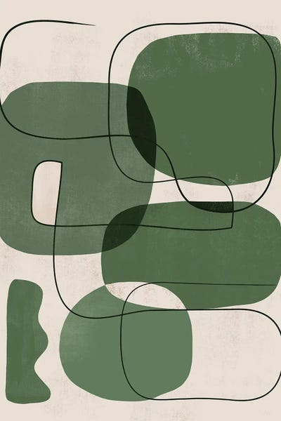 Black & White & Green: Abstract Greens Geometric I by Helo Moraes