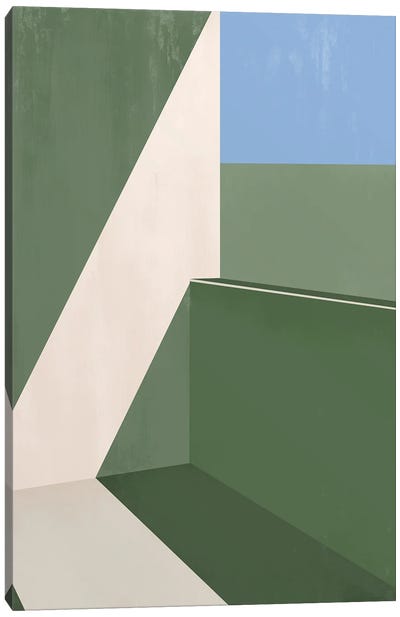 Abstract Greens Geometric IV Canvas Art Print
