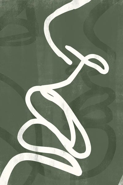 Abstract Greens Face I by Helo Moraes art print