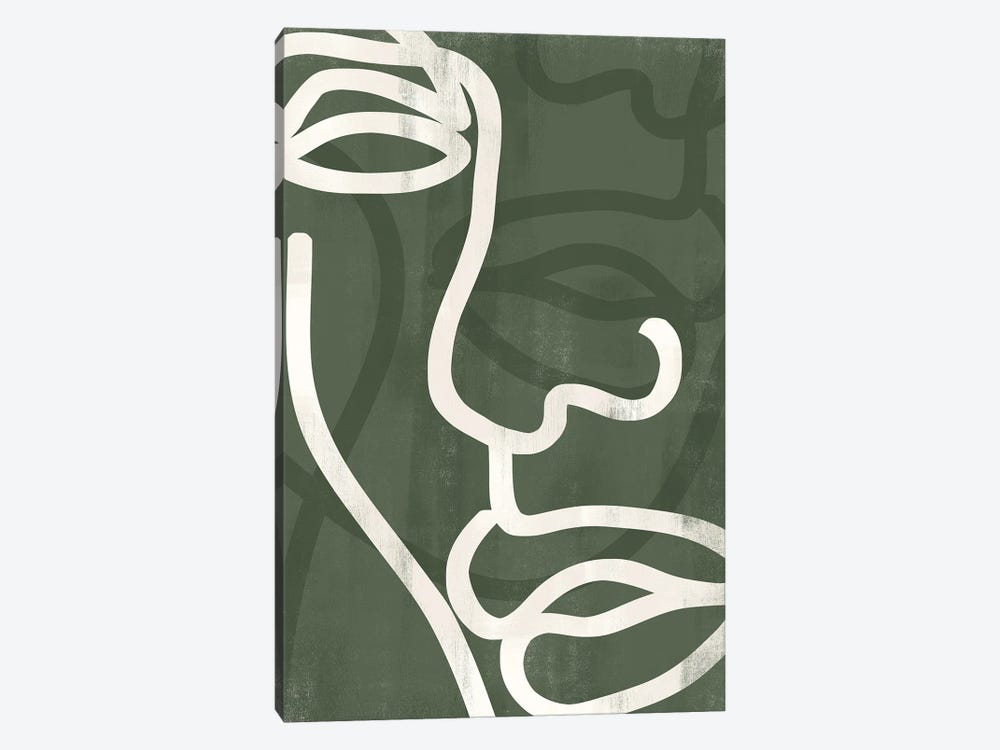Abstract Greens Face II by Helo Moraes 1-piece Canvas Art