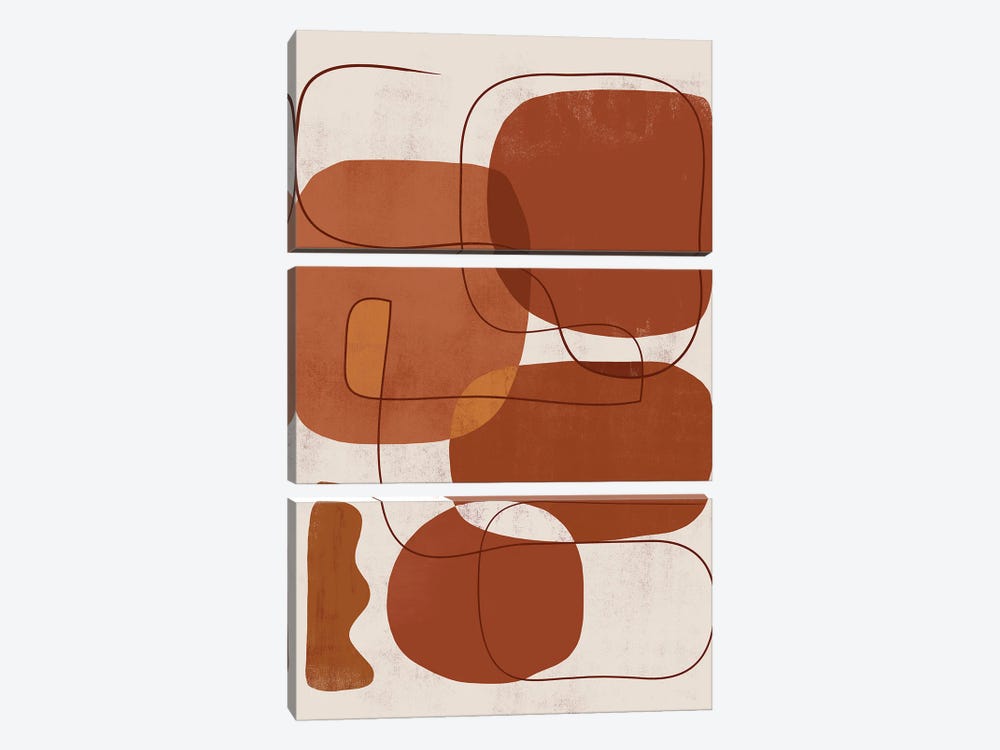Abstract Caramel Brush I by Helo Moraes 3-piece Canvas Wall Art