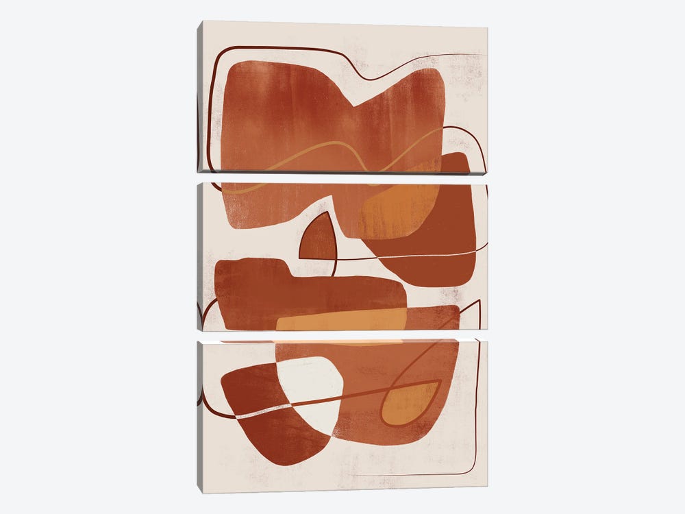 Abstract Caramel Brush II by Helo Moraes 3-piece Canvas Art Print