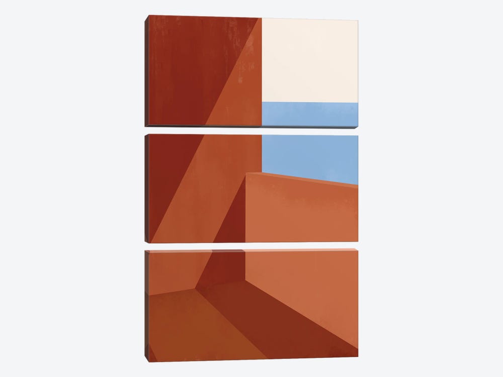Abstract Caramel Geometric I by Helo Moraes 3-piece Canvas Wall Art