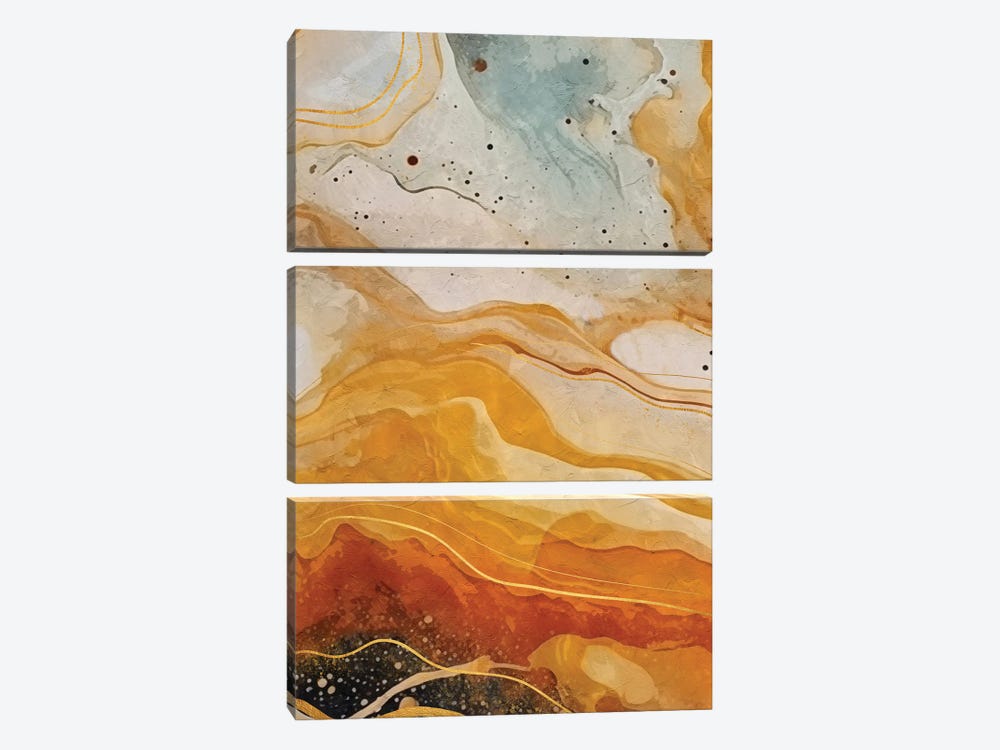 Abstract Marble Orange I by Helo Moraes 3-piece Canvas Artwork