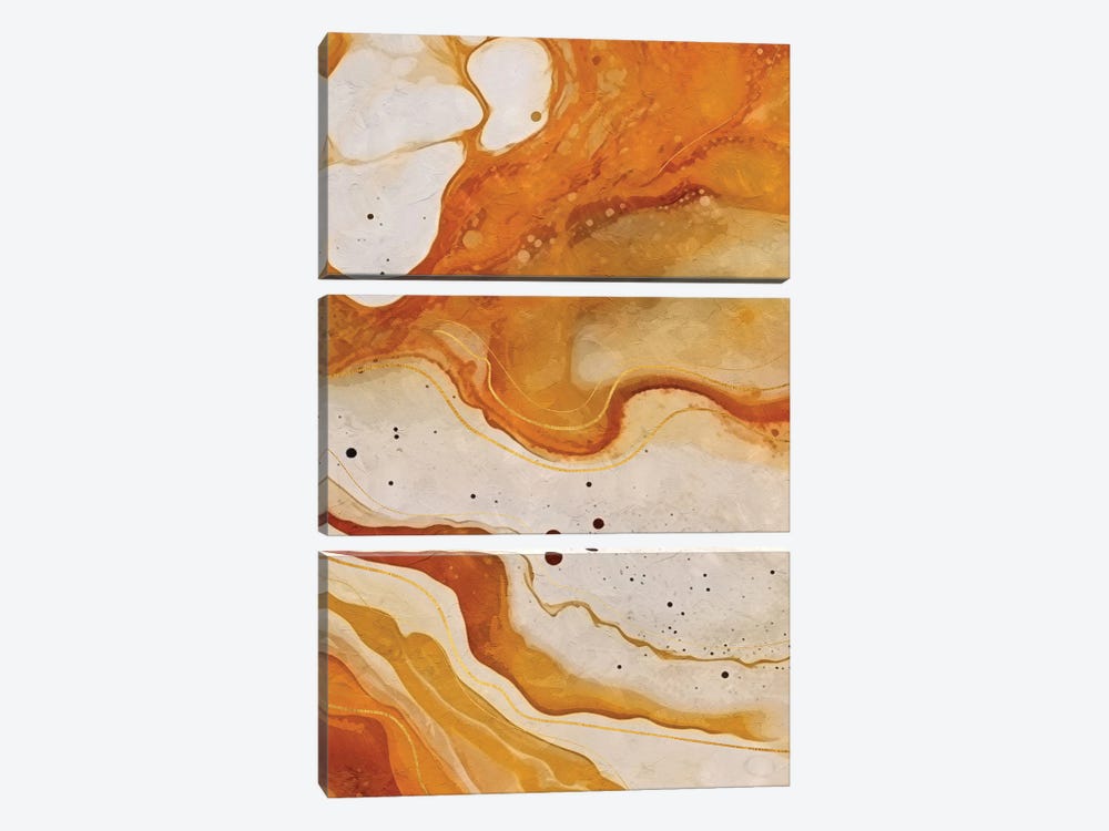Abstract Marble Orange II by Helo Moraes 3-piece Art Print