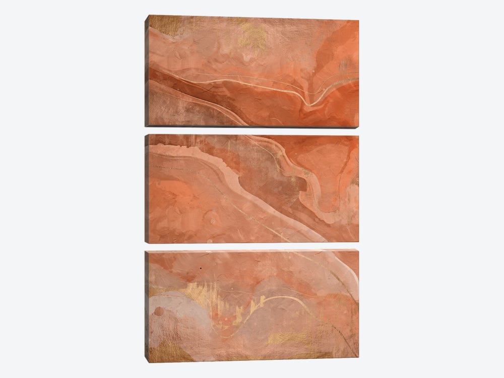 Abstract Marble Orange IV by Helo Moraes 3-piece Canvas Print