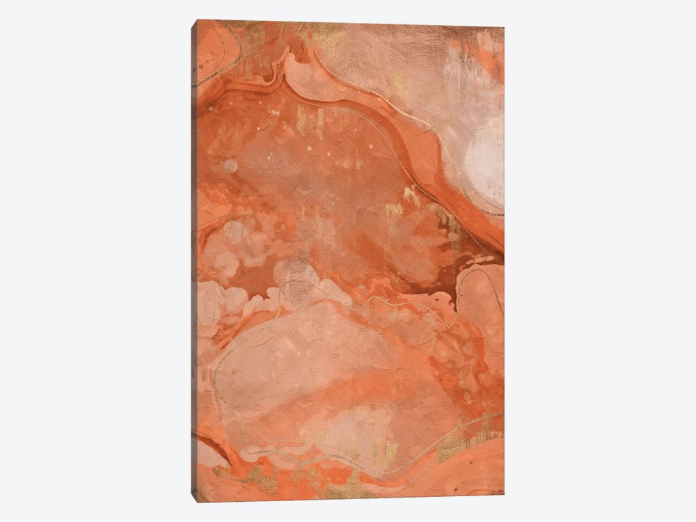Abstract Marble Orange V by Helo Moraes 1-piece Canvas Artwork