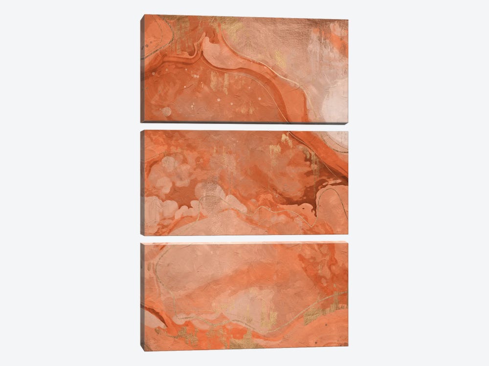 Abstract Marble Orange V by Helo Moraes 3-piece Canvas Art