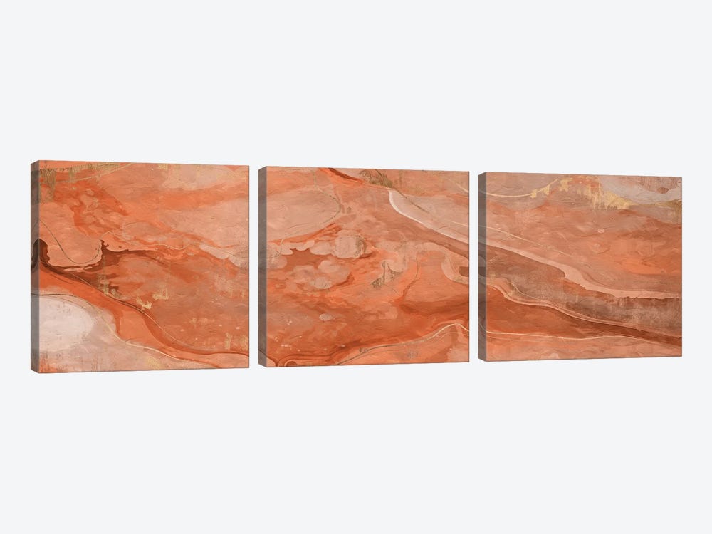 Abstract Marble Orange VI by Helo Moraes 3-piece Canvas Art Print