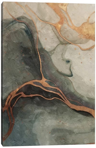 Abstract Marble Green I Canvas Art Print - Rose Gold Art