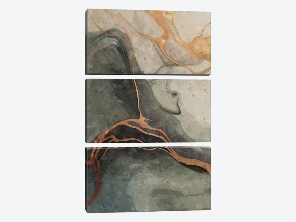 Abstract Marble Green I by Helo Moraes 3-piece Canvas Wall Art