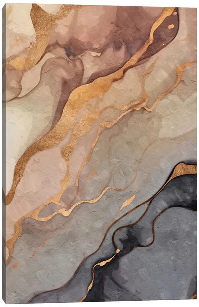 Abstract Marble Gold II Canvas Art Print - Rose Gold Art