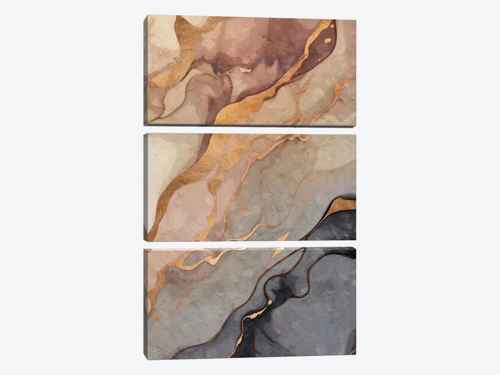 Abstract Marble Gold II by Helo Moraes 3-piece Canvas Print