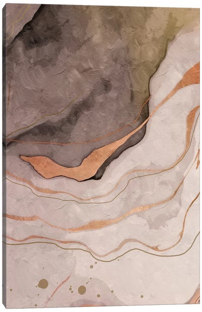 Abstract Marble Grey I Canvas Art Print - Rose Gold Art