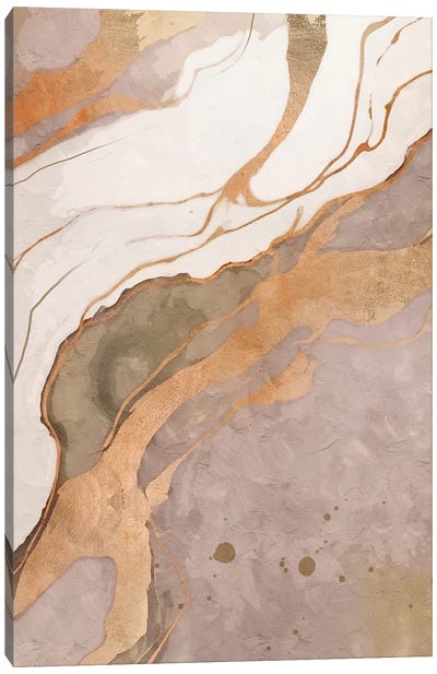 Abstract Marble Grey II Canvas Art Print - Rose Gold Art