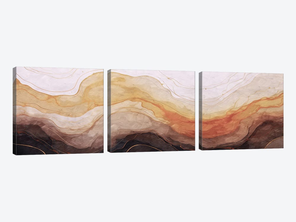 Abstract Marble Wave III by Helo Moraes 3-piece Canvas Art Print